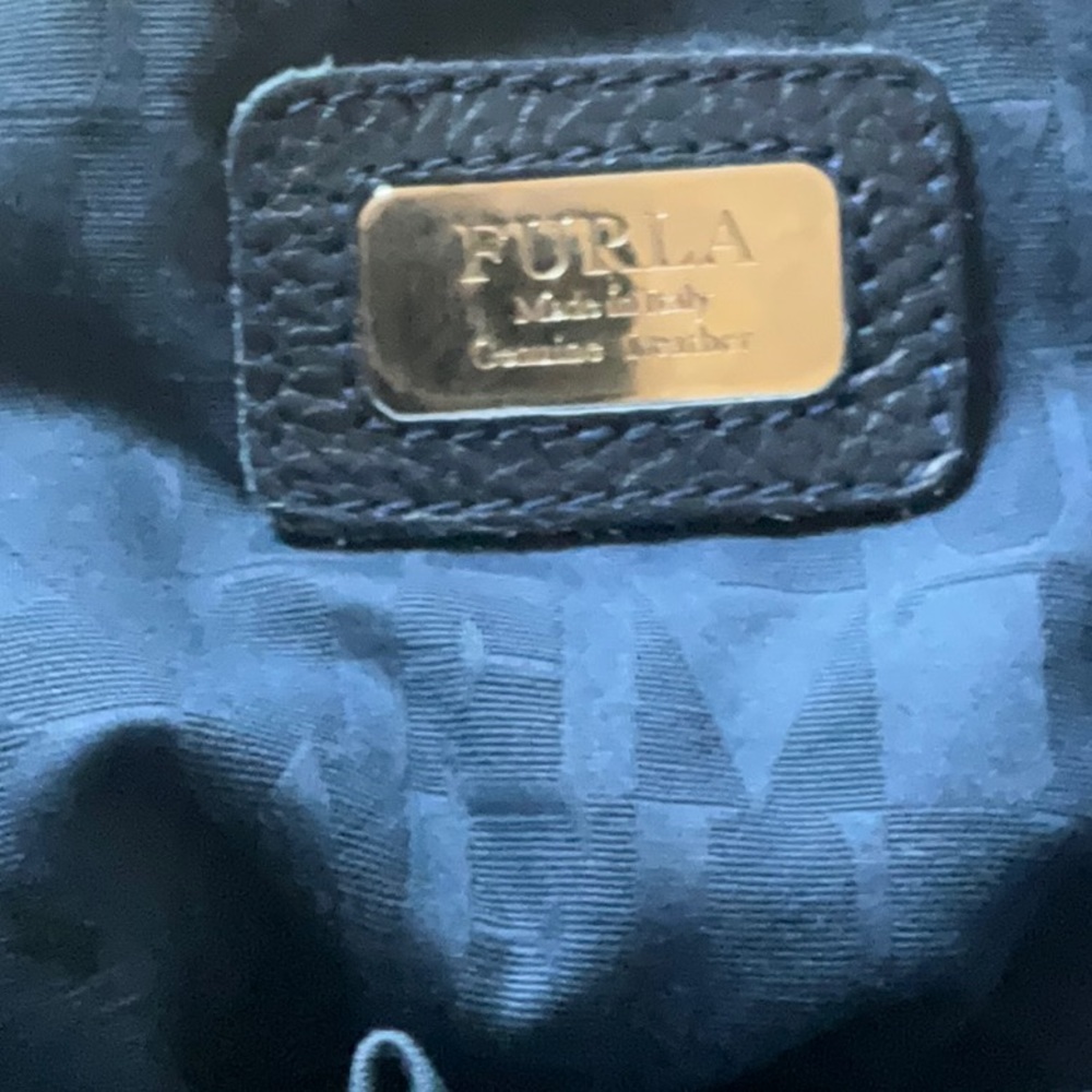 Furla genuine leather shoulder bag handbag purse hobo navy designer luxury - Picture 10 of 17